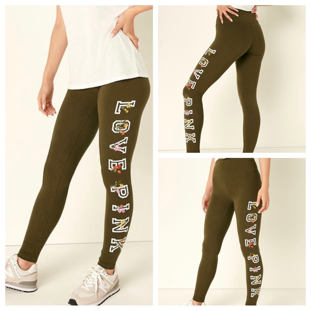 VS VICTORIAS SECRET PINK HIGH WAIST COTTON PANT TIGHT LEGGING SWEATS FLORAL M